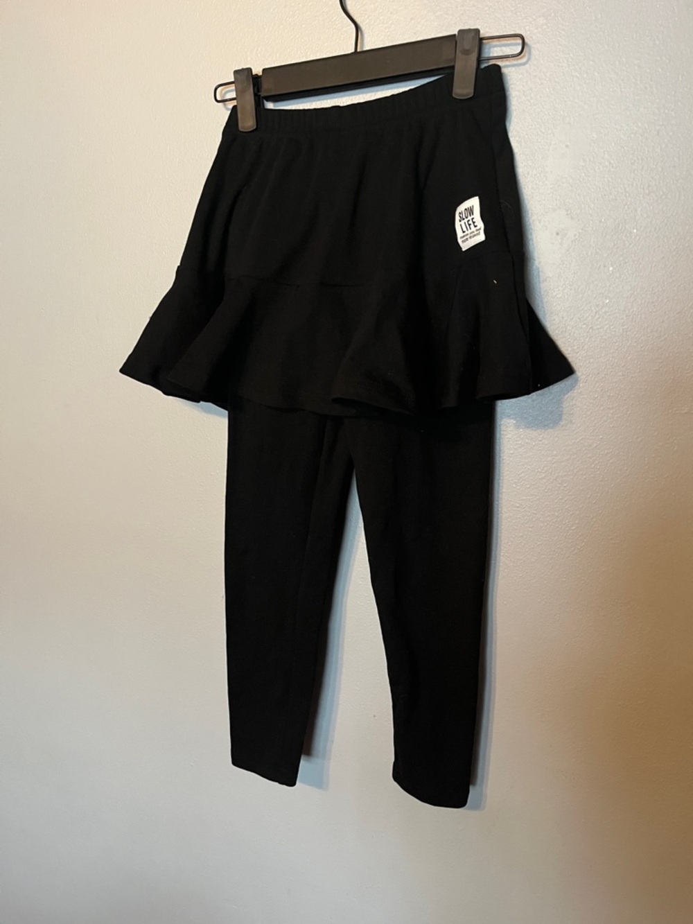 Girl's Black Skirted Leggings with Flared Skirt